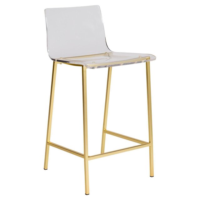 Plata Import Clear Counter Stool Gold Legs