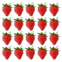 20 Pieces Artificial Strawberry Fake Fruit Strawberries Photography Prop Home Kitchen Cabinet Party Ornament, Small
