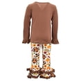 thumbnail image 4 of Unique Baby Girls Thanksgiving Day Turkey Ruffle Legging Set Outfit (6Y, Brown), 4 of 5
