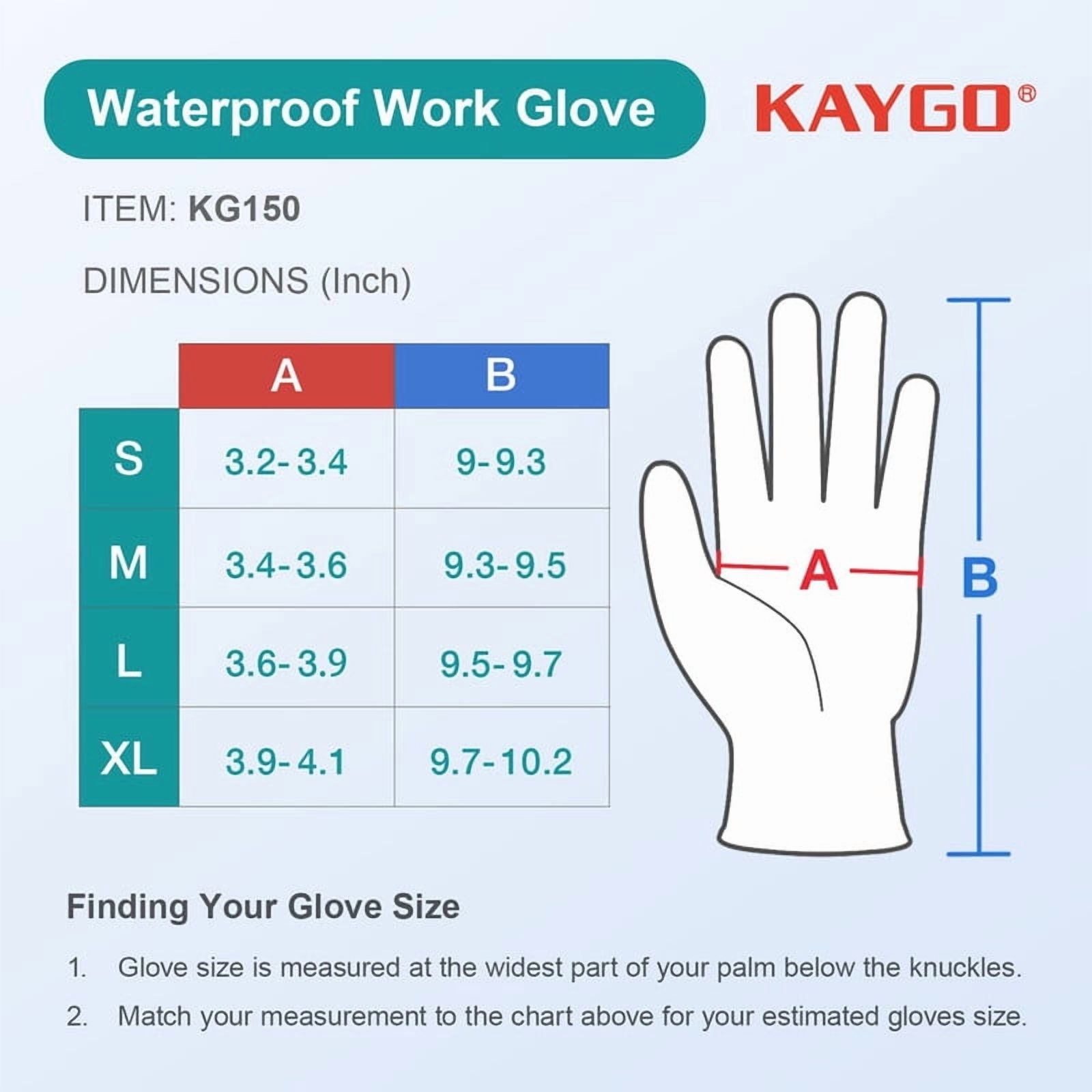 Kaygo Waterproof Work Gloves, Unisex, Black, Medium photo 7