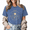 Blue-1, variant on Women's Vintage Washed Celestial Sun Moon Geometric Graphic Tee Summer Casual Crewneck Top