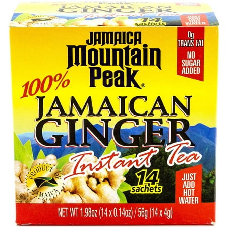 (3 Boxes) Mountain Peak 100% Jamaican Gigner Instant Tea, No Sugar, 0.14 Oz, 14