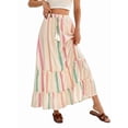 thumbnail image 2 of Women'S Color Block Skirt Elastic Waist Bohemian Patchwork Midi Skirt Casual Summer Maxi M, 2 of 9