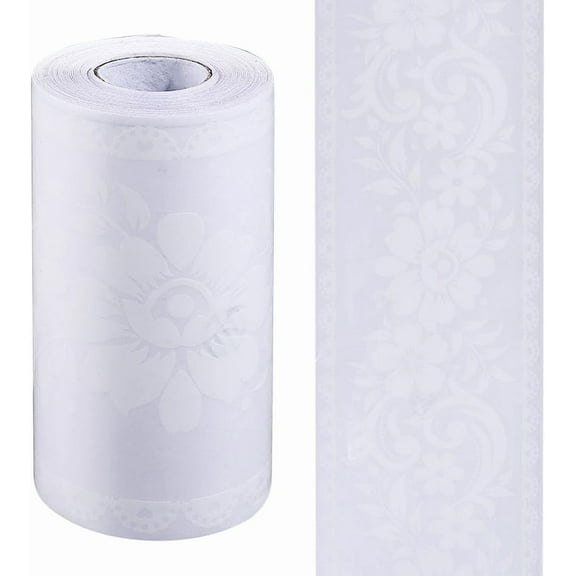 32.8 Feet x 3.9 Inch Lace Border Window Sticker White Floral Wallpaper Border Peel and Stick PVC Self Adhesive Lace Window Decals for Kitchen Laundry Glass Tile Wall Mirror Frame White DIY