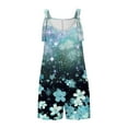 thumbnail image 4 of Summer Tank Top Romper for Women Casual Floral Print Short Jumpsuit with Pocket Tie Shoulder One Piece Workout Overalls, Blue, XXXL, 4 of 6