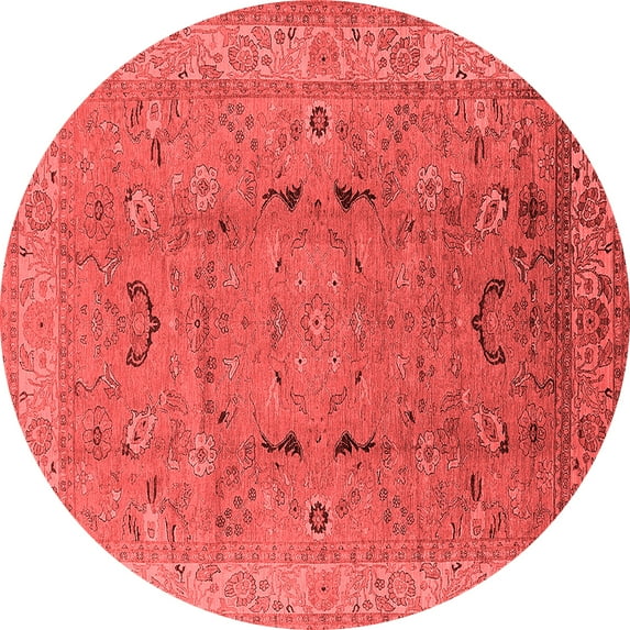 Ahgly Company Indoor Round Oriental Red Traditional Area Rugs, 8' Round