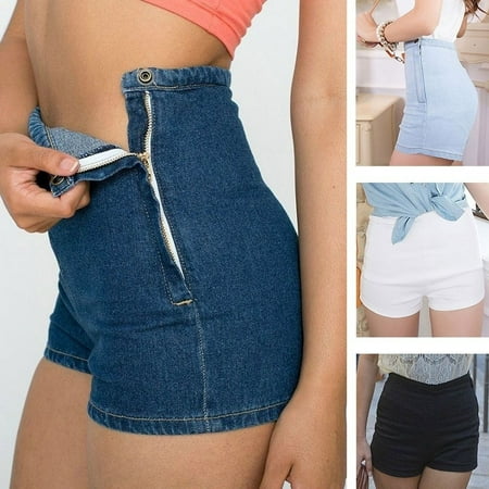 Summer Women Slim High Waist Jeans Denim Tap Short Hot Pants Tight A Side