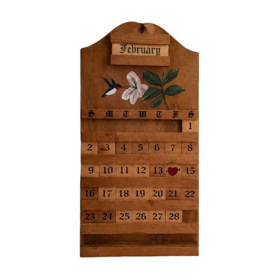 Perpetual Wooden Wall Calendar, Farmhouse Hanging Adjustable Date Calendar, Vintage Wood Wall Decor for Home Cottage Entryway Housewarming Gift