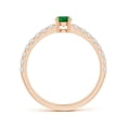thumbnail image 2 of Angara Natural 0.24 Ct. Emerald with Diamond Classic Ring in 14K Rose Gold for Women (Ring Size: 3), 2 of 8