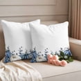 thumbnail image 2 of Fall Blue Pumpkin Outdoor Waterproof Pillow Covers, Thanksgiving White Eucalyptus Flower Decorative Square Throw Pillowcase Sofa Cushion Sham for Patio/Couch/Chair, 18"x18" 2 Pack, 2 of 8