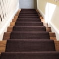 thumbnail image 5 of Pure Era Bullnose Plush Carpet Stair Treads Protector Cover 9" x 30" Indoor Shaggy Rug Self Adhensive Set of 12,Dark Brown, 5 of 11