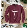 thumbnail image 3 of S4E Men's Jesus Cross Religious Crewneck Sweatshirt Small Maroon, 3 of 4