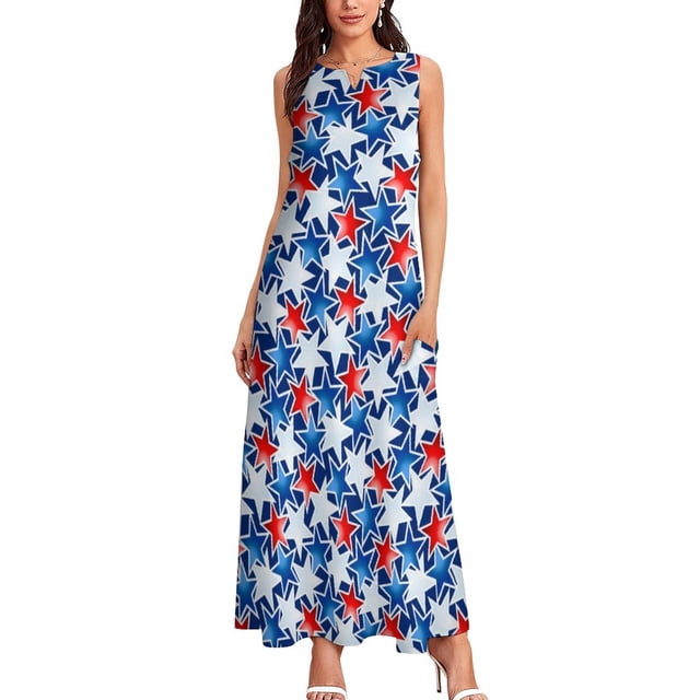 Robe Étoiles Dorées Été Mignonne Imprimé Étoile Mode Coréenne Bohemia Longues Robes Femmes Robe Maxi Tendance Idée Cadeau