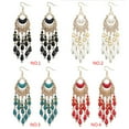 thumbnail image 1 of Bohemian Style Crescent Moon Shape Water Drop Crescent water drop earring Long Dangle Tassel Pendant Earring Ear Stud, 1 of 9