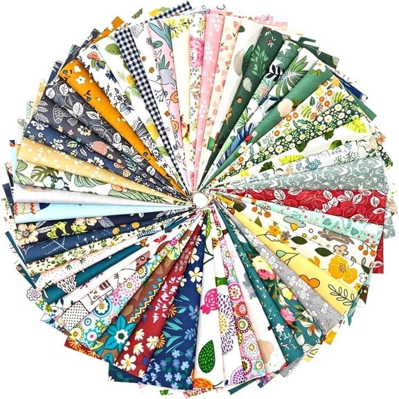 TUWAFE 50 Pieces 4 * 4 in Twill Fabric Squares, Floral Print Precut Patchwork Fabric, for Diy Quilting, Sewing & Craft Projects