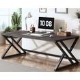 thumbnail image 2 of Modern Office Desk  Large Long Wood Metal Computer Desk  Industrial Double Executive Desks for Two People  Rustic PC Workstation Work Study Writing Computer Table for Home  Light Grey Oak, 2 of 3