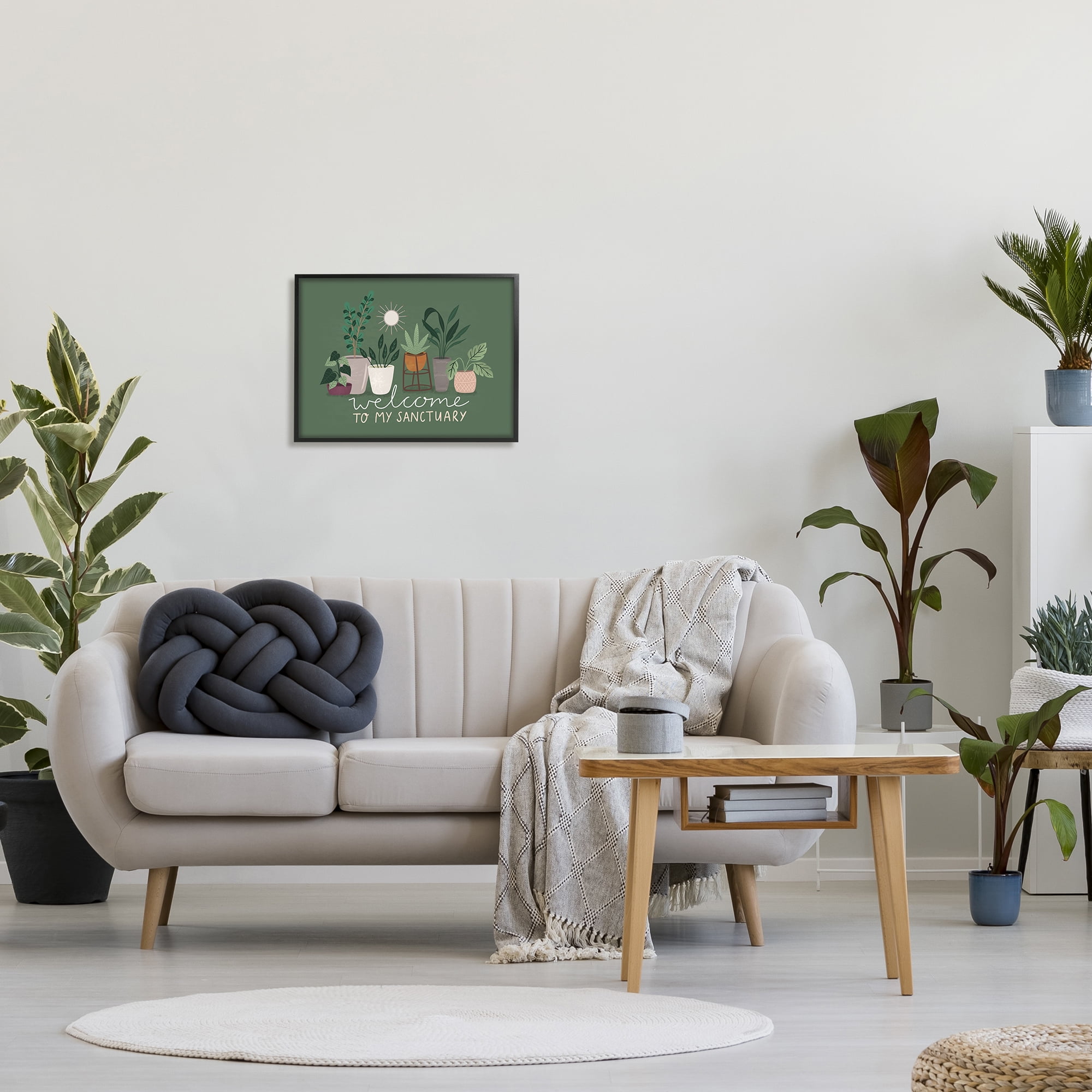 Stupell Indtries Welcome to My Sanctuary Phrase Green Hoe Plants,20 x 16,Design by Louise Allen Designs