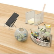 Pro Space 5 Piece Desk Organizer Set, Includes Document Holder, Business Card Holder, Accessory Cup, Phone Stand and Desk Corner Organizer (Silver)