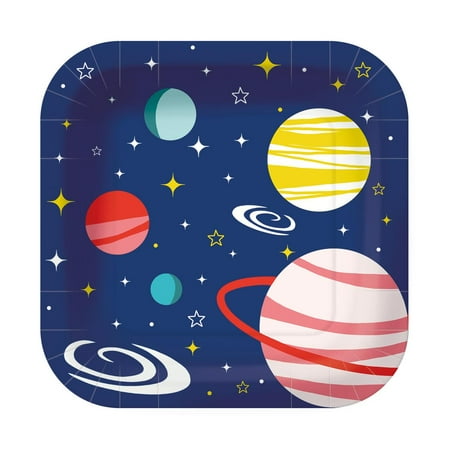 

SPACE Birthday Party Supplies 20pcs Space Square Plates Paper Disposable Plates Dinner Plates Solar System Birthday Decorations Galaxy Plates