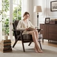thumbnail image 4 of Ebello Mid-Century Modern PU Leather Accent Chair, Wood Frame Armchair with Removable Thick Padded Cushions for Living Room, Bedroom, Reception, Dark Gray(Set of 2), 4 of 10