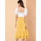 thumbnail image 5 of Falmidi fluicon dobladillo con volantes escalonados y cintuelástiestampapamujer Amarillo-Floral M, 5 of 7