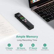 MECHEN V02 64GB Digital Voice Recorder with Password, Playback, USB, and Noise Reduction - Professional Dictaphone Sound Tape Recorder and MP3 Player Black