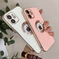 thumbnail image 2 of Cute for iPhone 13 6.1-inch Case with Gold Logo Circle,Plating Shockproof Protective Soft Silicone Back Cover Cases with Clear Acrylic Camera Lens Protector(Pink), 2 of 12