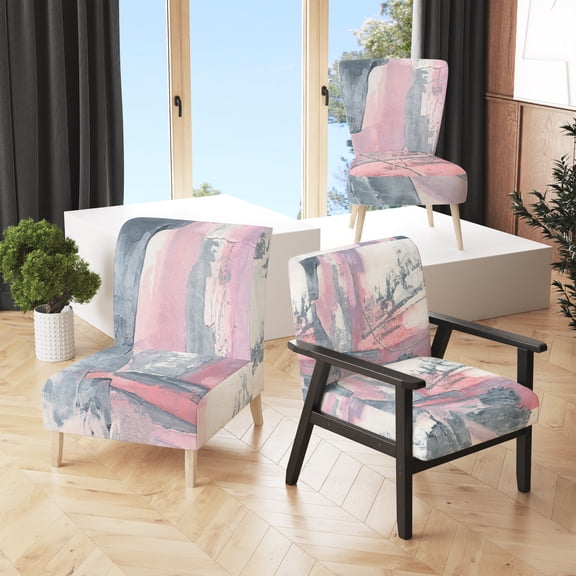 Designart "Durty Shabby Pink Blush I" Upholstered Shabby Chic Accent Chair - Arm Chair