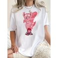 thumbnail image 1 of T-Shirt Graphique Monstre Rose Amusant pour Femmes - T-Shirt à Manches Courtes Col Rond Décontracté, Extensible et Lavable en Machine, Parfait pour la Fête des Pères, Fête des Mères, Nouvel An, Festival de Printemps, Saint-Valentin, 1 of 8