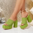 thumbnail image 4 of SACFOF Women's Chunky Platform Sandals Block Heel - Slip On Elastic Band Dressy Shoes Square Toe Comfort Soles, 4 of 6