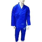 Woldorf USA Brazilian Jiu Jitsu Kimono Pearl Weave Gi Competition Uniform, Blue with Rip Stop Pants Size 6 A4 Pre-Shrunk, Ultra Light Weight Uniforms