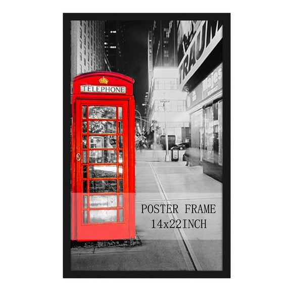 Black 14x22 Poster Frame 1 Pack , Classic Picture Frames 14x22 for Tabletop Wall Vertical or Horizontal Display