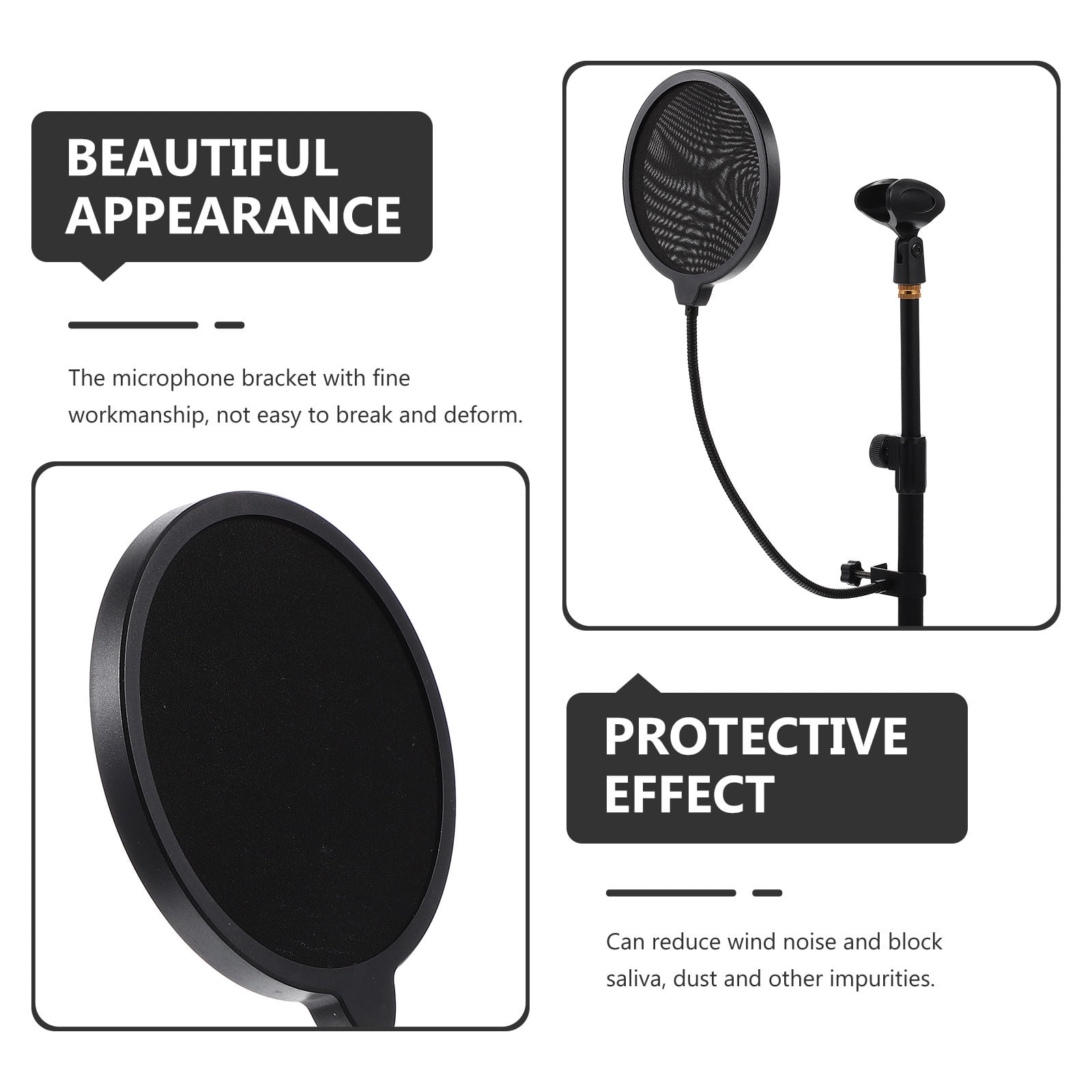 Soimiss 1Set Desktop Microphone Stand with Mic Holder and Round Base for Live Broadcasting