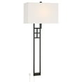 thumbnail image 2 of Possini Euro Design Ventano Modern Wall Lamp Matte Black Metal Plug-in 16" Light Fixture White Linen Shade for Bedroom Living Room House Hallway, 2 of 9
