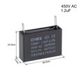 thumbnail image 2 of Condensadores de ventilador de techo CBB61 de 36.5x11x24.5mm 1.2uF 450V AC de inserción única de Uxcell, paquete de 3, 2 of 5