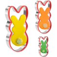 thumbnail image 1 of Cortador de galletas de conejito de 3 piezas para hornear forma de conejo de Pascua con galletas de borde de PVC suave/pastel de galletas/galletas para vacaciones esquí esquí Gafas de esquí, 1 of 5
