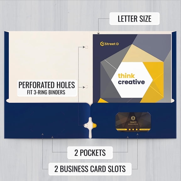 Two Pocket Portfolio Folders, 50-Pack, Blue, Letter Size Paper Folders, 50 Pieces, Blue