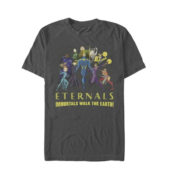 Men's Marvel Eternals Immortals Walk the Earth Graphic Tee Charcoal Medium