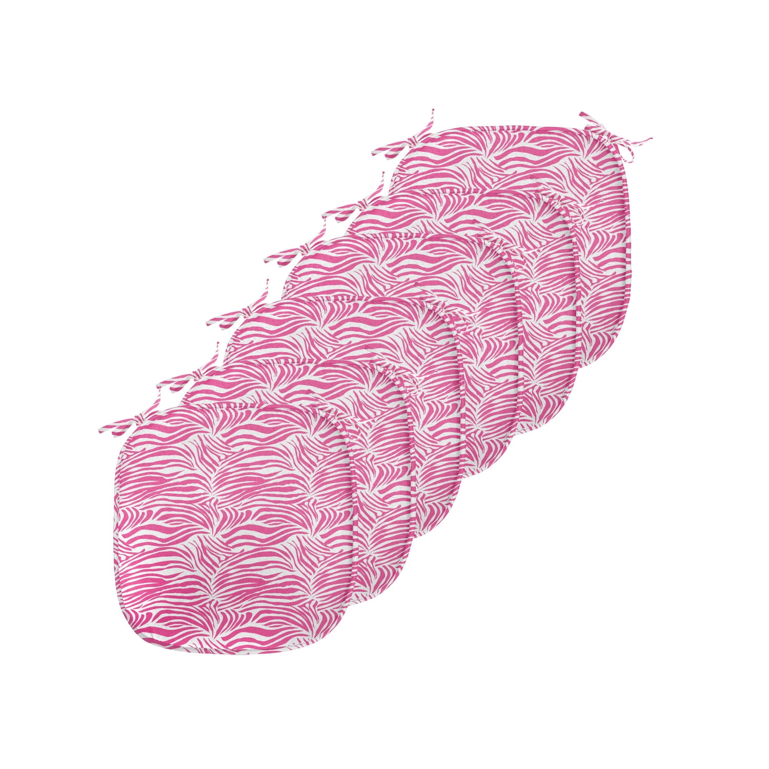 Zebra Print Chair Seating Cushion Set of 6, Striped Zebra Animal Skin