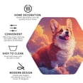 thumbnail image 3 of Yiaed Sunset Cloud Corgi Print Leather Coasters for Drinks - Cup Coasters Coffee Table Kitchen Table Bar, Home & Office Gifts Handmade Drink Coasters-Hexagon, 3 of 6