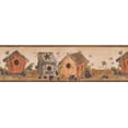 thumbnail image 2 of Birdhouse Bleu Rouge Baies Abeilles sur Table Vintage Papier Peint Frontière Retro Design, Rouleau 15' x 7'', 2 of 3
