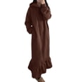 thumbnail image 3 of DYMADE Women Plus Size Thermal Hooded Sweater Pocket Loose Long Length Straight Dress, 3 of 4