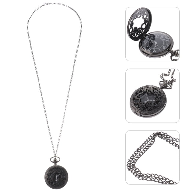 unbranded De Bolsillo Vintage Negro Con Engranaje Hueco Collar Decorativo