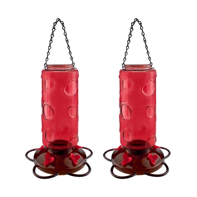 Comederos para pájaros Wild Bird, Urban Deco, 900 ml, vidrio rojo, 5 puertos (paquete de 2)