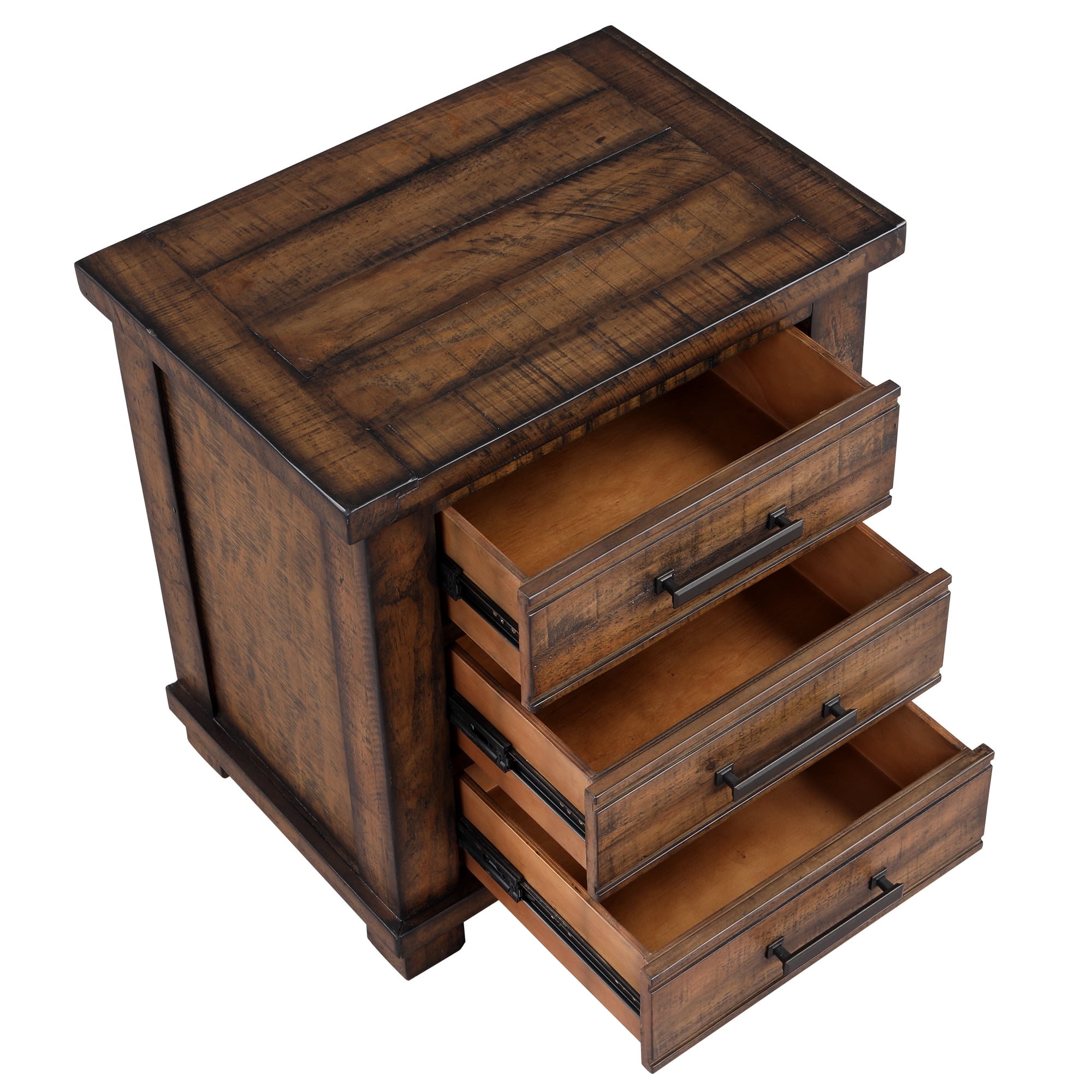 Mintazer Farmhouse Nightstand with 3 Drawers, End Tables for Home Office Bedroom, Brown