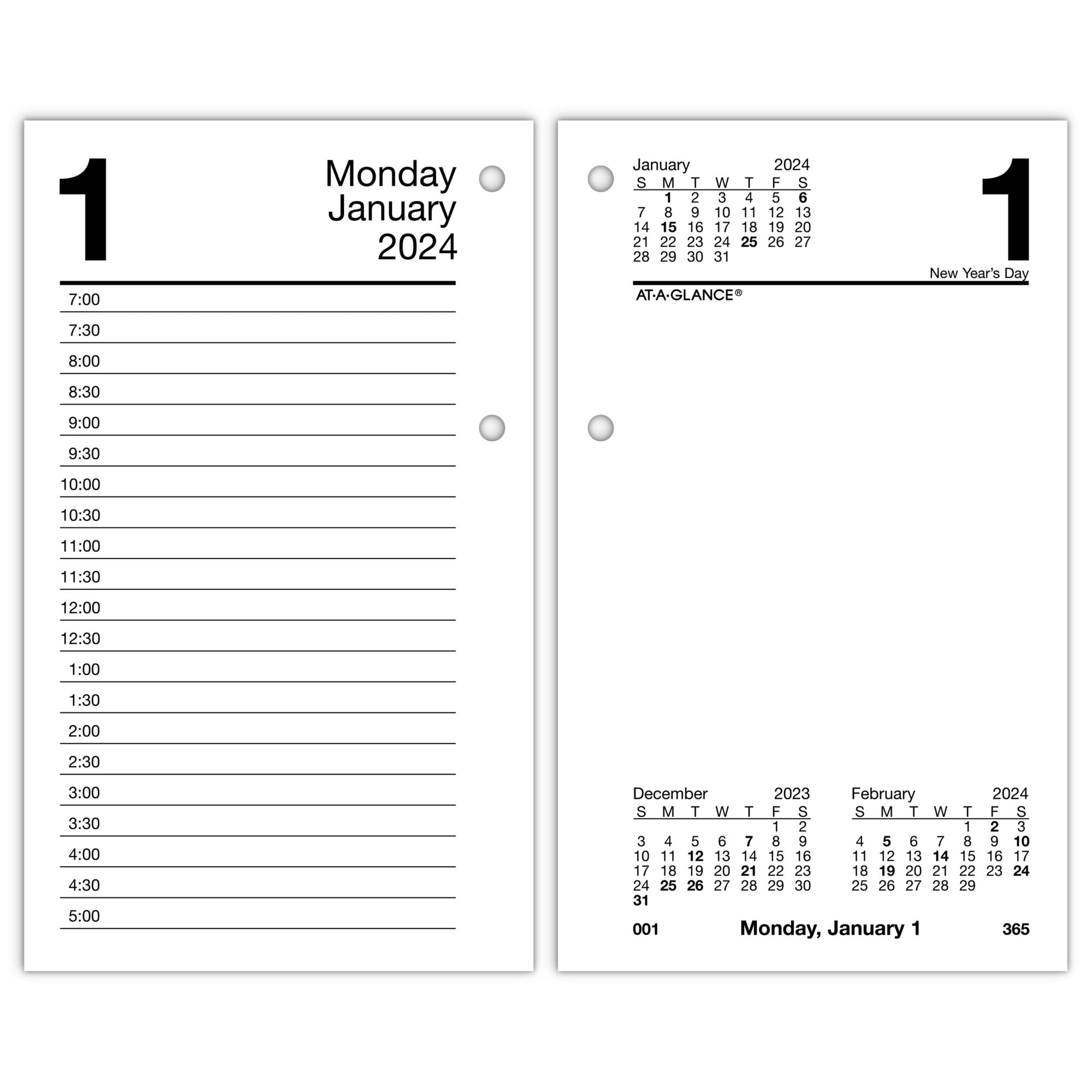 ATAGLANCE 2024 Daily LooseLeaf Desk Calendar Refill Standard 3 12 x