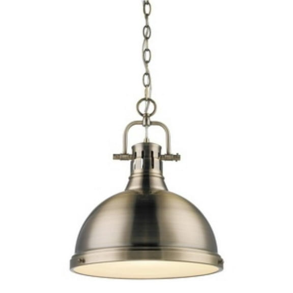 1 Light Chain Pendant in Classic Style 16.88 inches High By 14 inches Wide-Aged Brass Finish-Aged Brass Shade Color Bailey Street Home 170-Bel-4159563