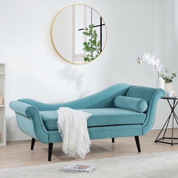Modern Sled Design Chaise Lounge 68"W 50" Seat Length Fabric with High Density Foam
