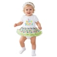 thumbnail image 2 of Easter Baby Girl Outfit Bunny Egg Print Romper Dress with Bow Headband 2Pcs Set Girls Outfits White1 0-3 Months, 2 of 7