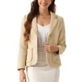 thumbnail image 1 of Blazer de Tweed para Mujer con Solapa Notch de Manga Larga Elegante Casual de Negocios Otoño Invierno XS Albaricoque, 1 of 6